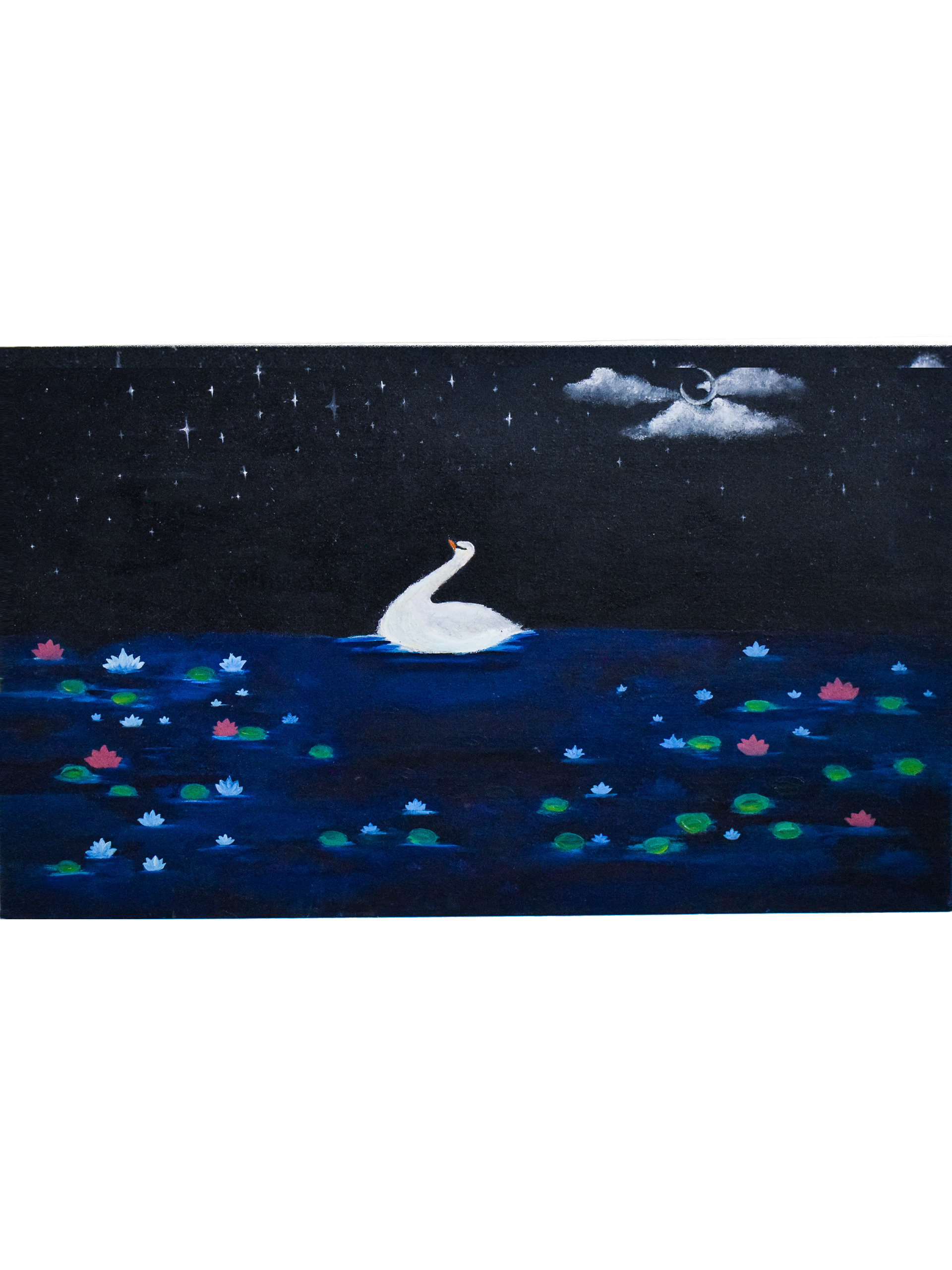 Abstract painting titled The grieving swan
